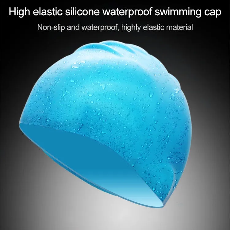 Adult Solid Color Waterproof Silicone Swimming Cap(Dark Blue)