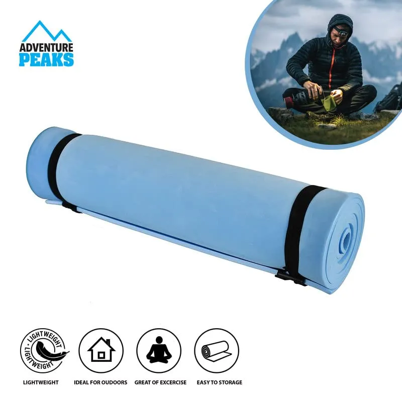 ADVENTURE PEAKS Waterproof EVA Camping Mat Extra Thick 0.6 CM Lightweight EVA Foam Yoga Sleeping Ground Roll Mat With Elastic Straps Ideal For Fishing Exercise Outdoor