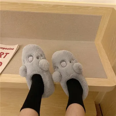 Amozae--Christmas Gift Cute Koala Slippers For Women Girls Fashion Kawaii Fluffy Fuzzy Winter Warm Slipper Woman Cartoon Animals House Slippers