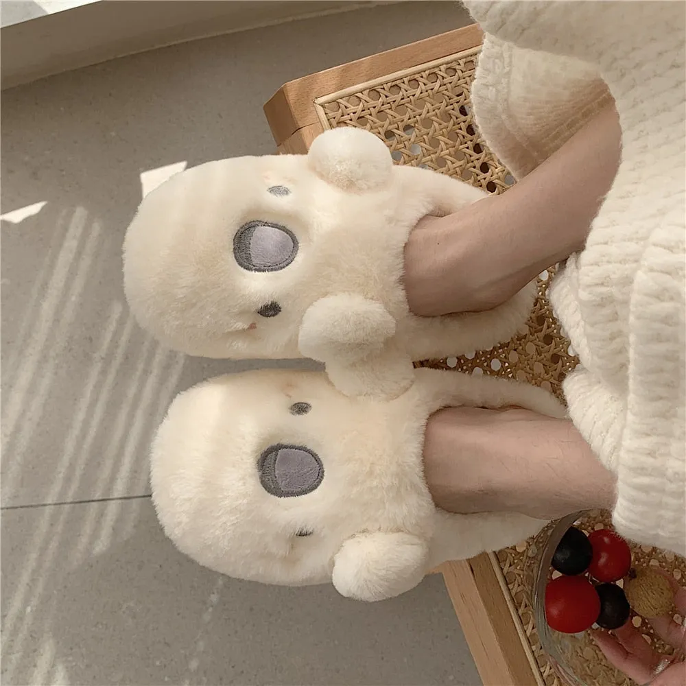 Amozae--Christmas Gift Cute Koala Slippers For Women Girls Fashion Kawaii Fluffy Fuzzy Winter Warm Slipper Woman Cartoon Animals House Slippers