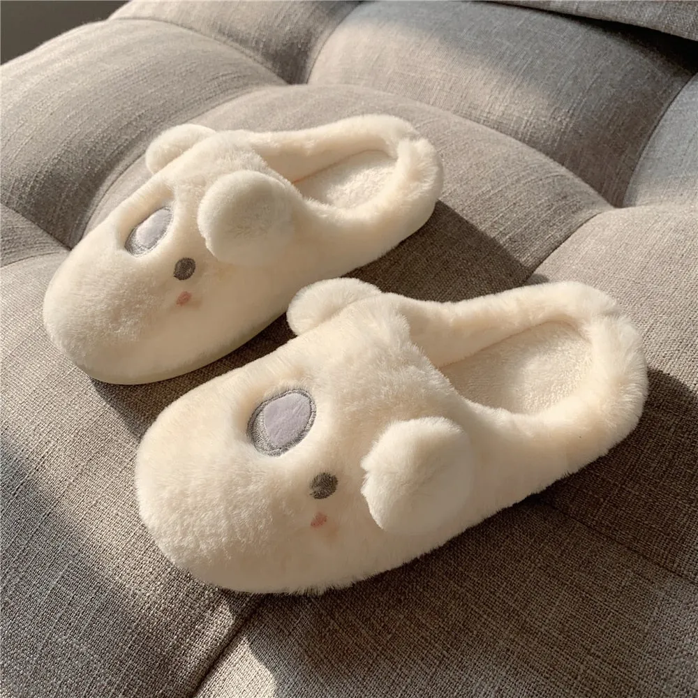 Amozae--Christmas Gift Cute Koala Slippers For Women Girls Fashion Kawaii Fluffy Fuzzy Winter Warm Slipper Woman Cartoon Animals House Slippers