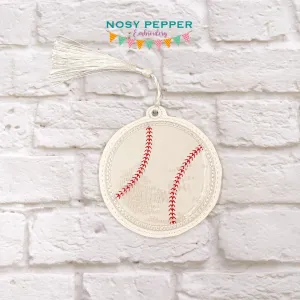 Baseball Applique Shaker bookmark/bag tag/ornament machine embroidery file DIGITAL DOWNLOAD