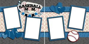 Baseball Mom Blue - Digital Scrapbook Pages - INSTANT DOWNLOAD