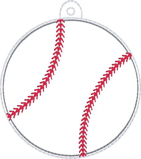 Baseball Puff bookmark/ornament/bag tag machine embroidery design DIGITAL DOWNLOAD