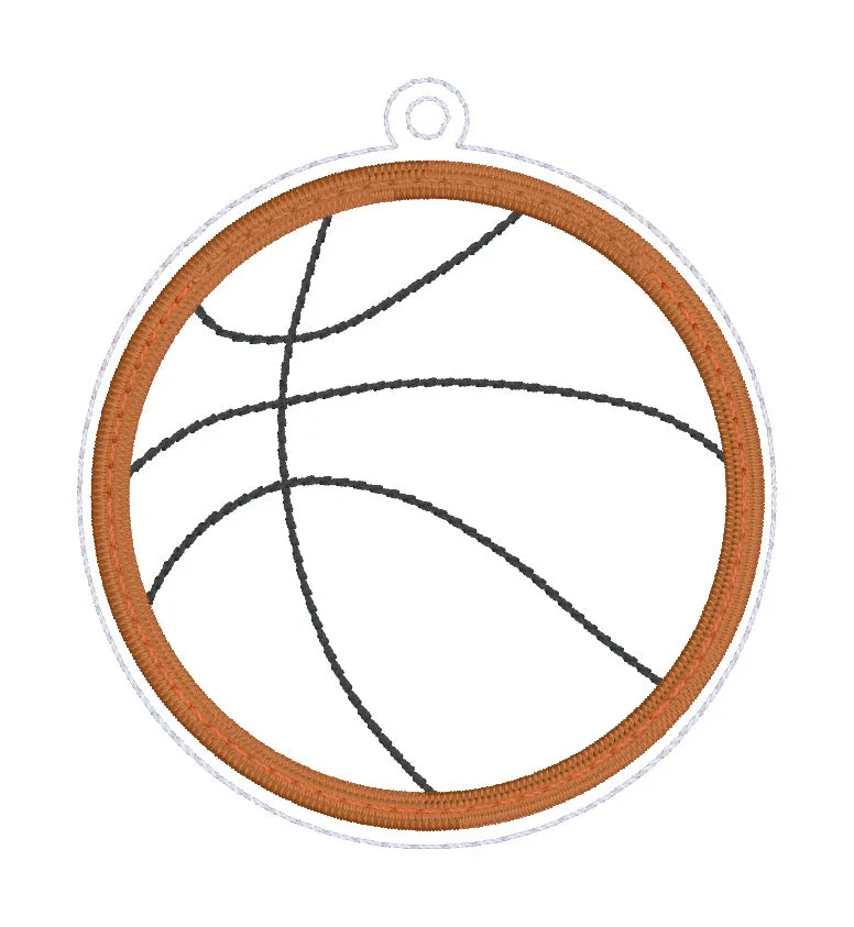 Basketball applique shaker bookmark/bag tag/ornament machine embroidery file DIGITAL DOWNLOAD