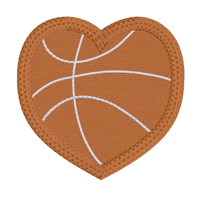 Basketball Heart Patch machine embroidery file (2 sizes included) DIGITAL DOWNLOAD