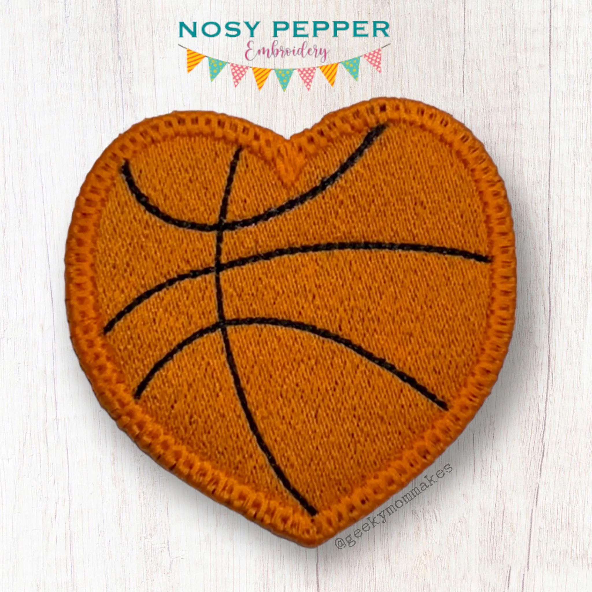 Basketball Heart Patch machine embroidery file (2 sizes included) DIGITAL DOWNLOAD