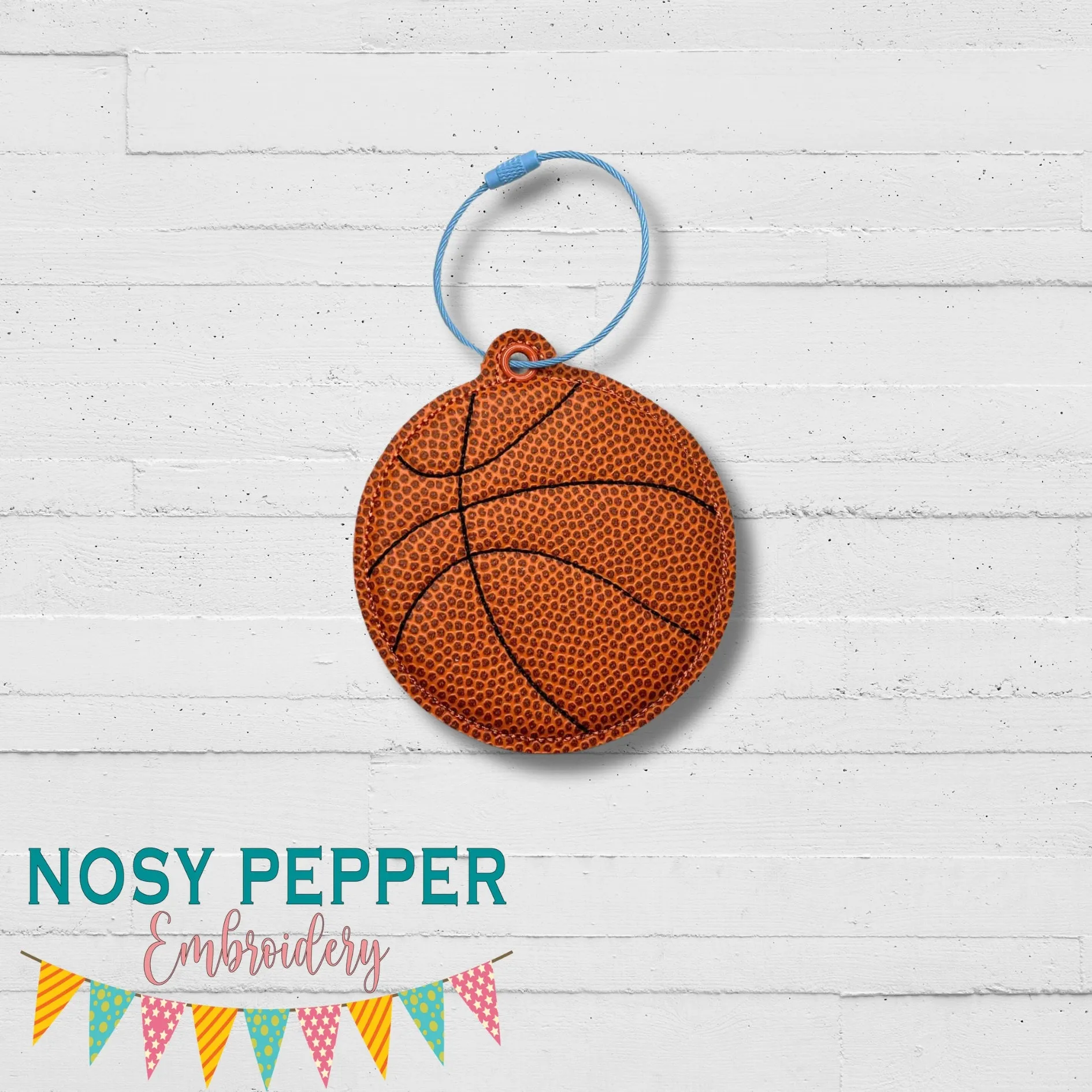 Basketball Puff bookmark/ornament/bag tag machine embroidery design DIGITAL DOWNLOAD