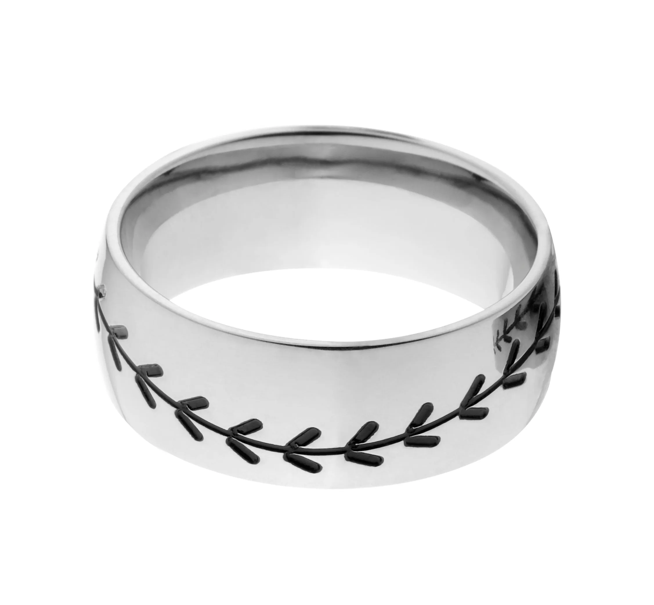 Black Stitch Baseball Ring - Men's Titanium Wedding Band