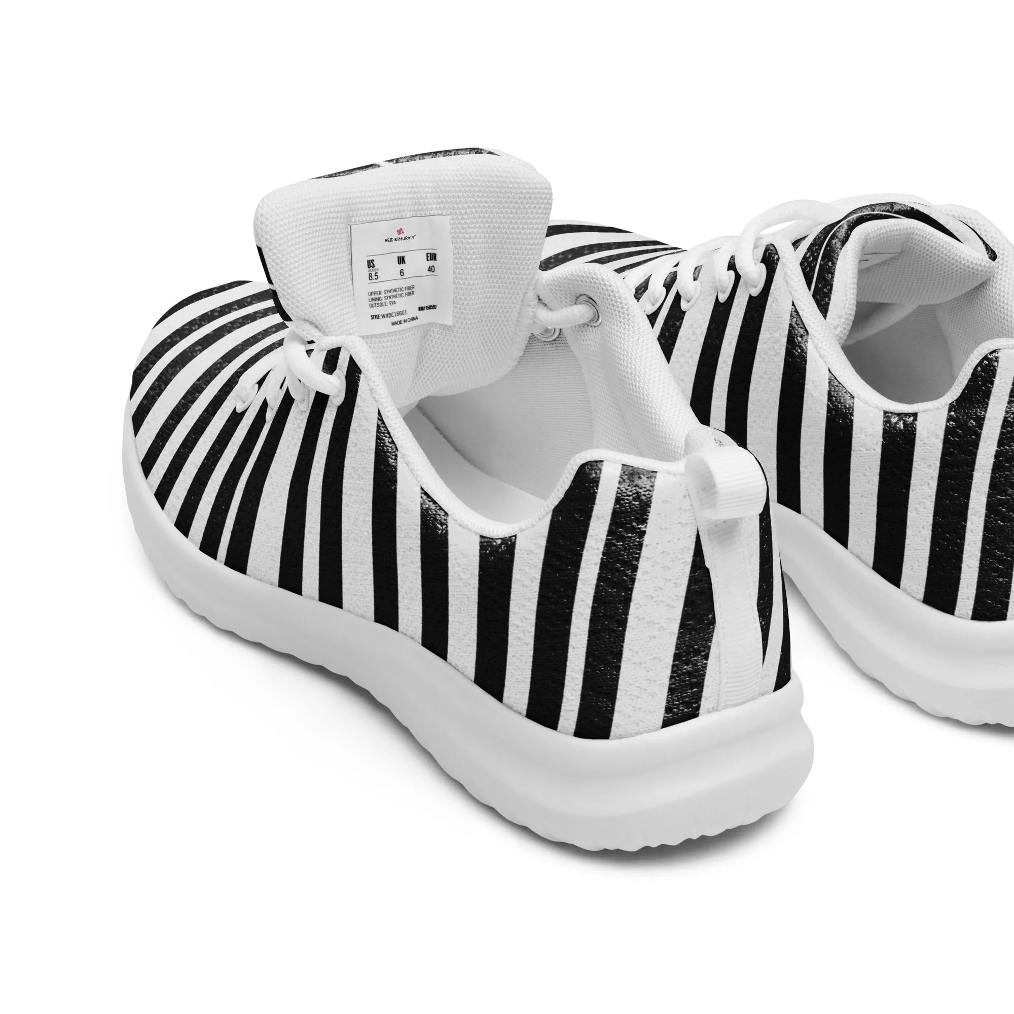 Black White Striped Men's Kicks, Stripes Modern Breathable Lightweight Men’s Athletic Shoes (US Size: 5-13)