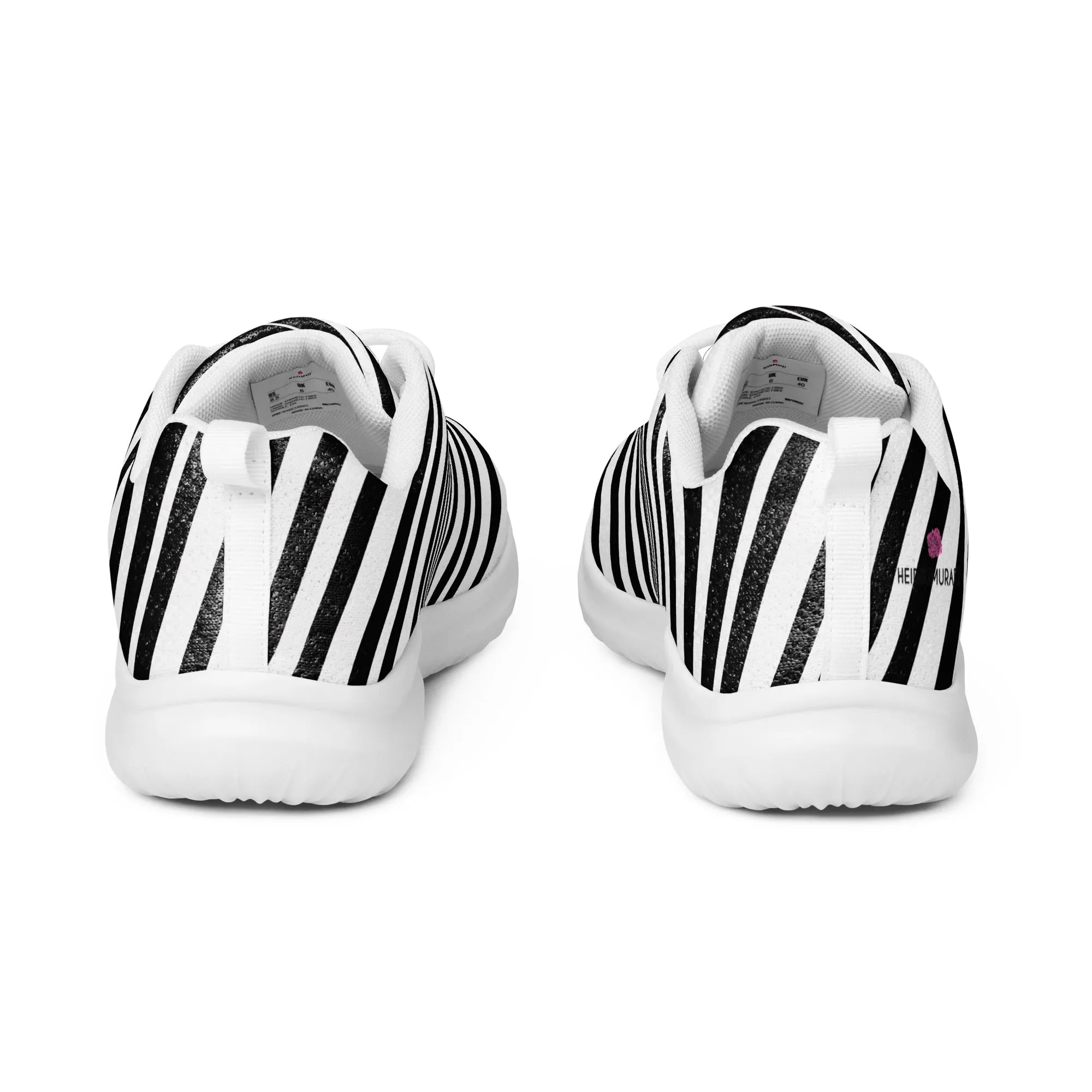 Black White Striped Men's Kicks, Stripes Modern Breathable Lightweight Men’s Athletic Shoes (US Size: 5-13)