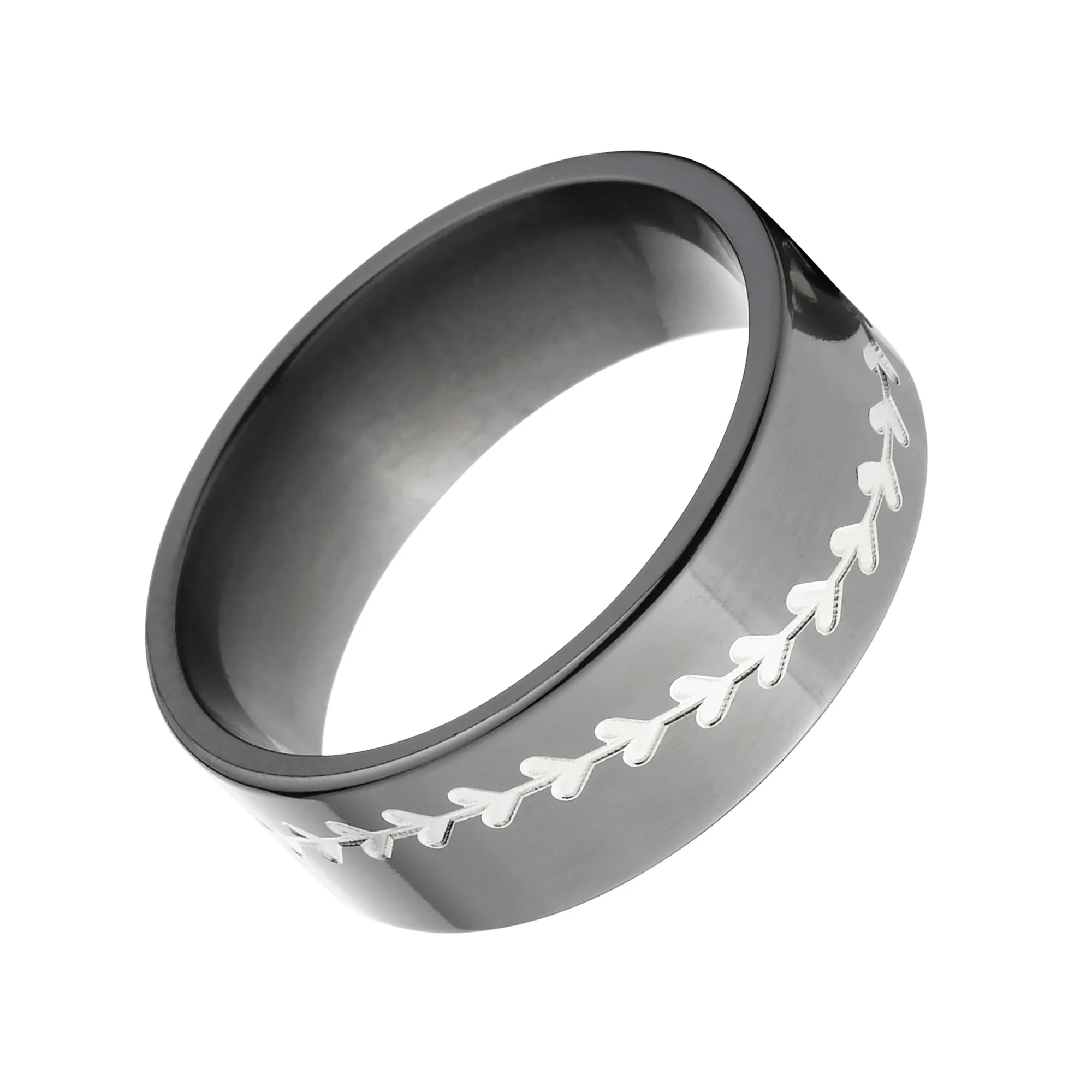 Black Zirconium Baseball Ring - Men's Wedding Bands