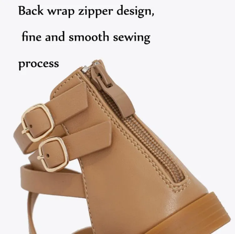 Bohemian Ladies Low-Heeled Strappy Roman Sandals for Summer Comfort