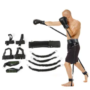 Bounce Trainer Fitness Resistance Band Boxing Suit Latex Tube Tension Rope Leg Waist Trainer, Weight: 80 Pounds(Black)