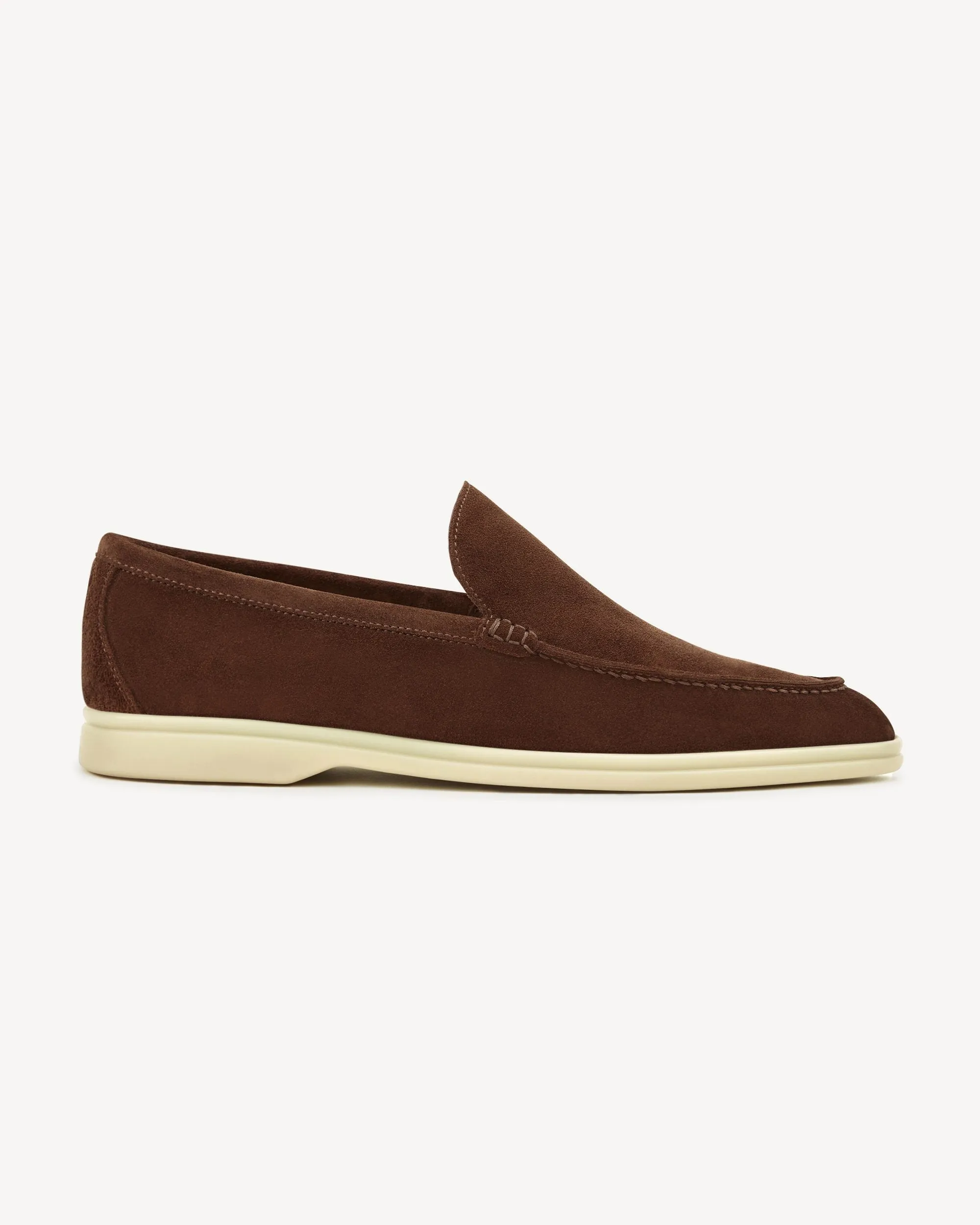 Brabion Unlined Capri Suede Loafer – Nougat Brown