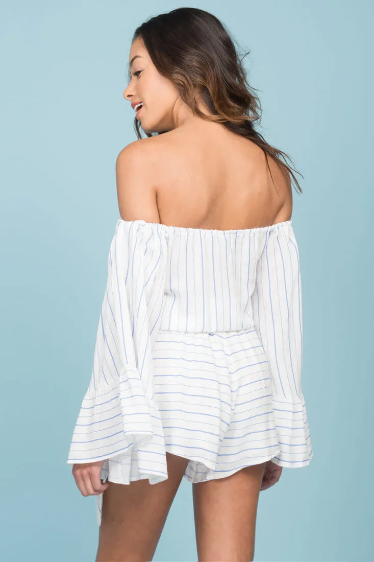 Brisk Bell Sleeve Romper White