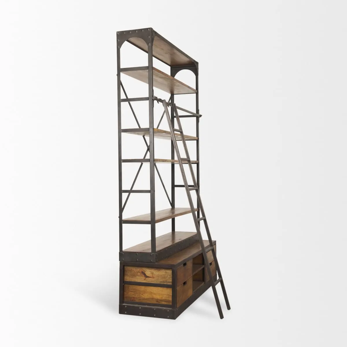 Brodie Shelving Unit Medium Brown Wood | Copper Metal | 57L