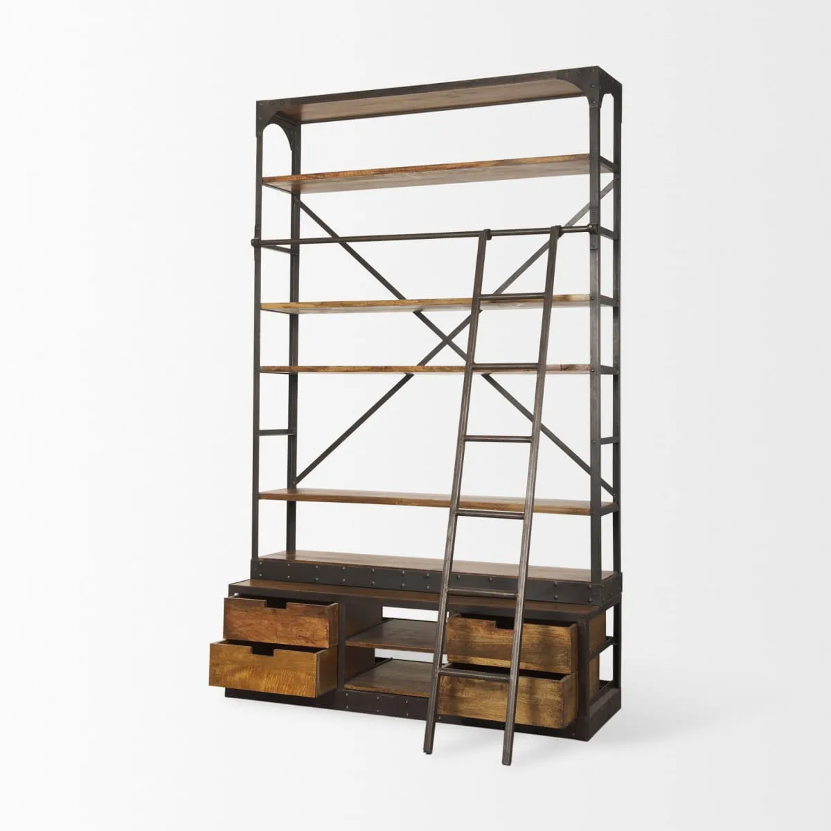 Brodie Shelving Unit Medium Brown Wood | Copper Metal | 57L