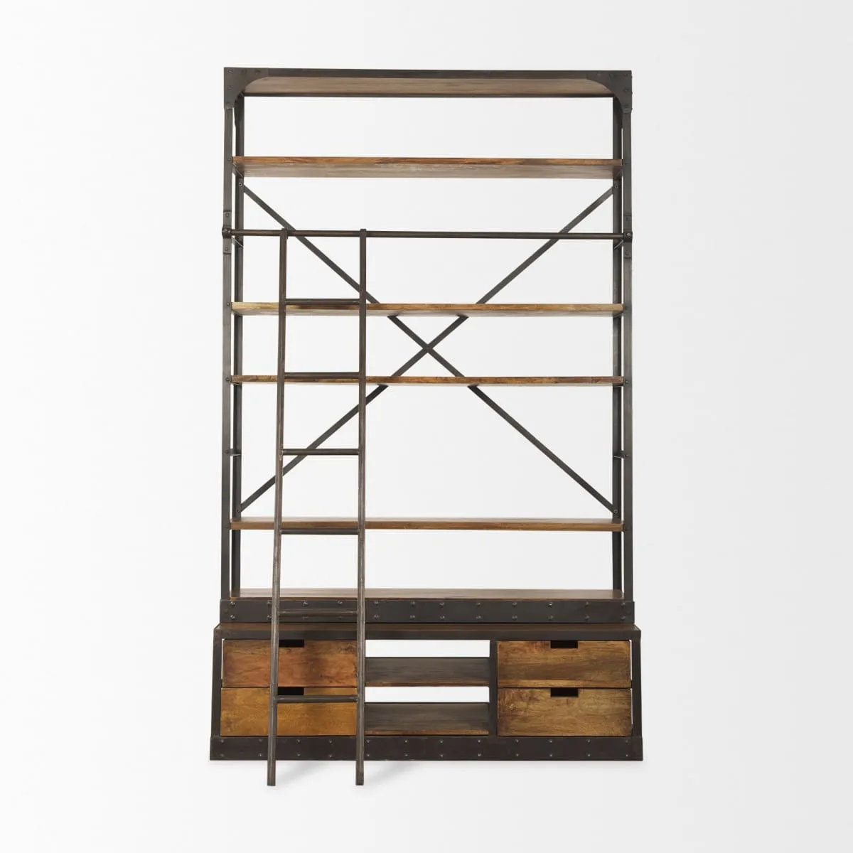 Brodie Shelving Unit Medium Brown Wood | Copper Metal | 57L