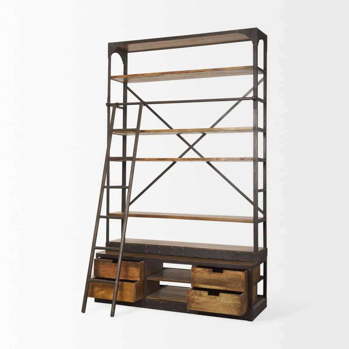 Brodie Shelving Unit Medium Brown Wood | Copper Metal | 57L