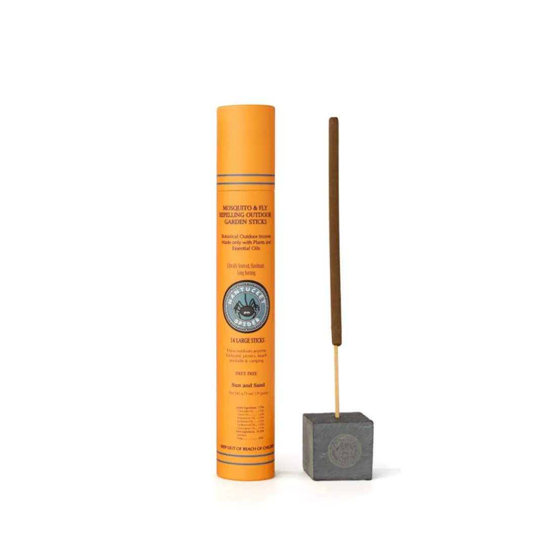 Bundle & Save 10%: Mosquito & Fly Repelling Outdoor Garden Incense Sticks (14 Stick Tube) & Artisanal Stone Block Incense Holder