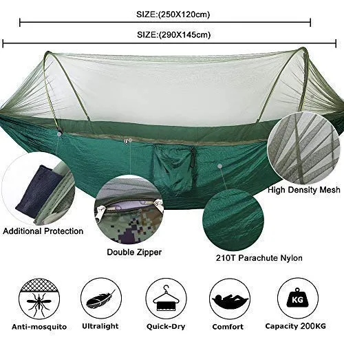 Camping Hammock with Mosquito Net & Tree Straps - CMCC