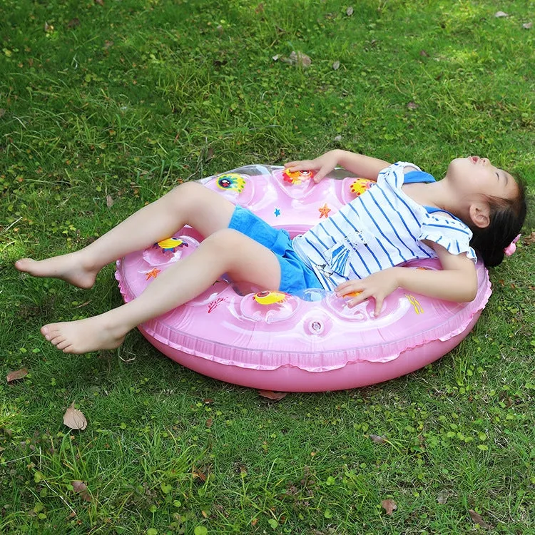 Cartoon Pattern Double Airbag Thickened Inflatable Swimming Ring Crystal Swimming Ring, Size:60 cm(Pink)