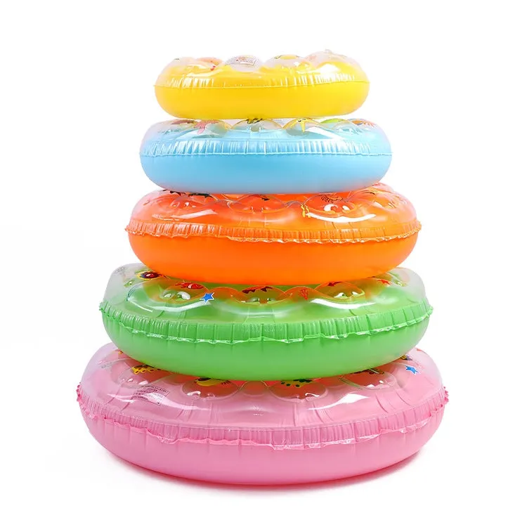 Cartoon Pattern Double Airbag Thickened Inflatable Swimming Ring Crystal Swimming Ring, Size:60 cm(Pink)