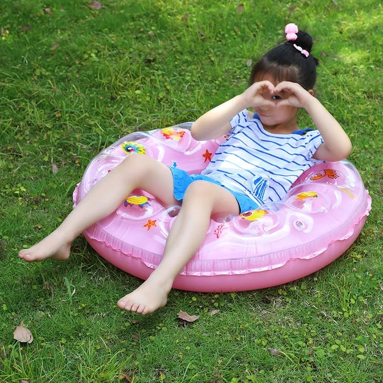 Cartoon Pattern Double Airbag Thickened Inflatable Swimming Ring Crystal Swimming Ring, Size:60 cm(Pink)