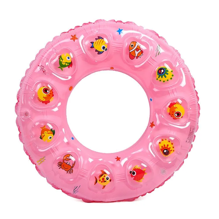 Cartoon Pattern Double Airbag Thickened Inflatable Swimming Ring Crystal Swimming Ring, Size:60 cm(Pink)