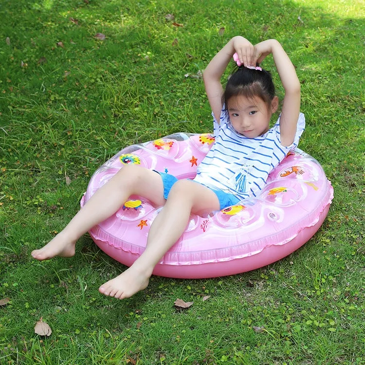 Cartoon Pattern Double Airbag Thickened Inflatable Swimming Ring Crystal Swimming Ring, Size:60 cm(Pink)