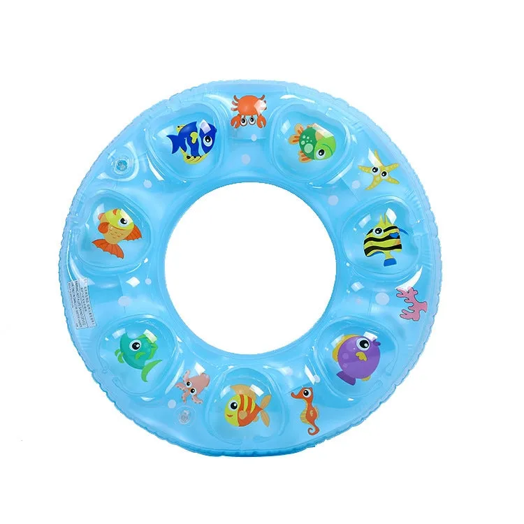 Cartoon Pattern Double Airbag Thickened Inflatable Swimming Ring Crystal Swimming Ring, Size:70 cm(Blue)