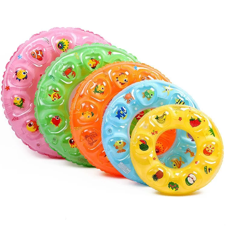 Cartoon Pattern Double Airbag Thickened Inflatable Swimming Ring Crystal Swimming Ring, Size:90 cm(Orange)