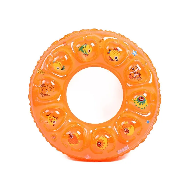 Cartoon Pattern Double Airbag Thickened Inflatable Swimming Ring Crystal Swimming Ring, Size:90 cm(Orange)