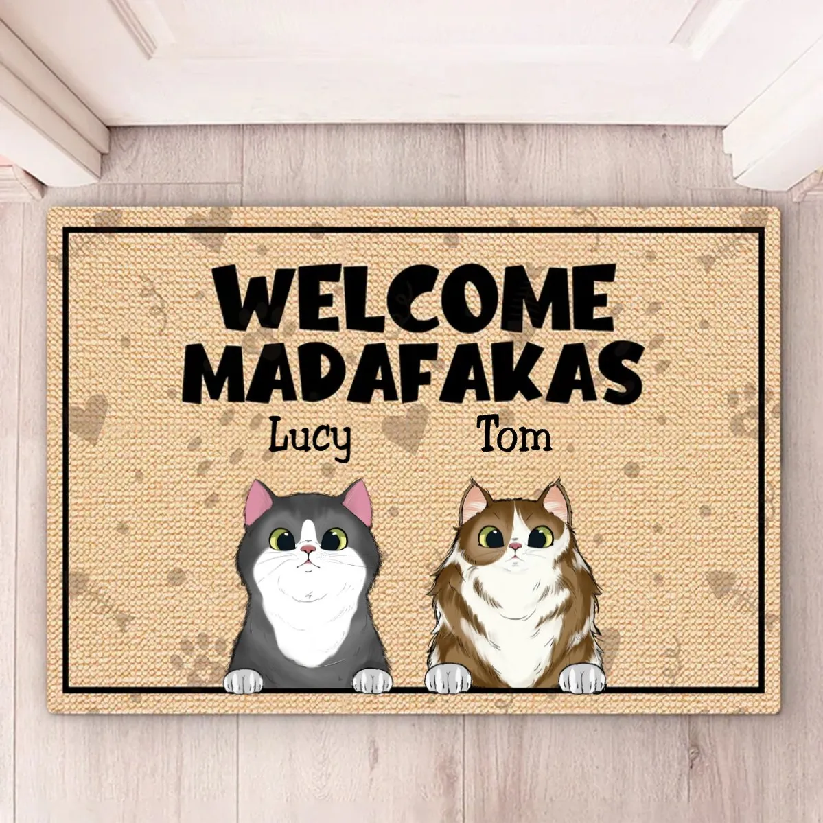 Cat Lovers - Welcome Madafakas - Personalized Doormat