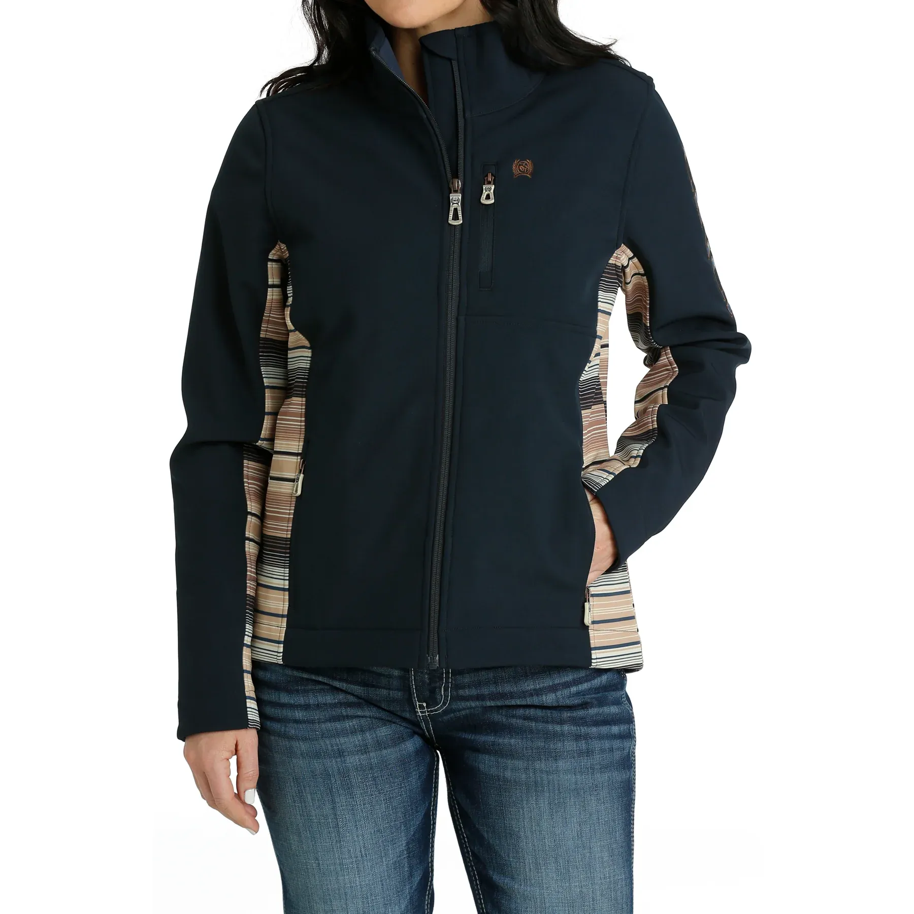 Cinch Women's Navy & Stripes Bonded Jacket