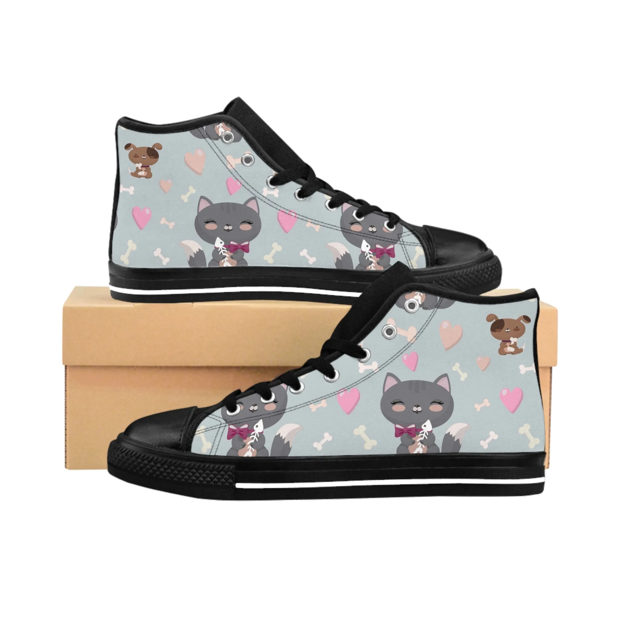 Cute Grey Kitty Women's Classic Sneakers