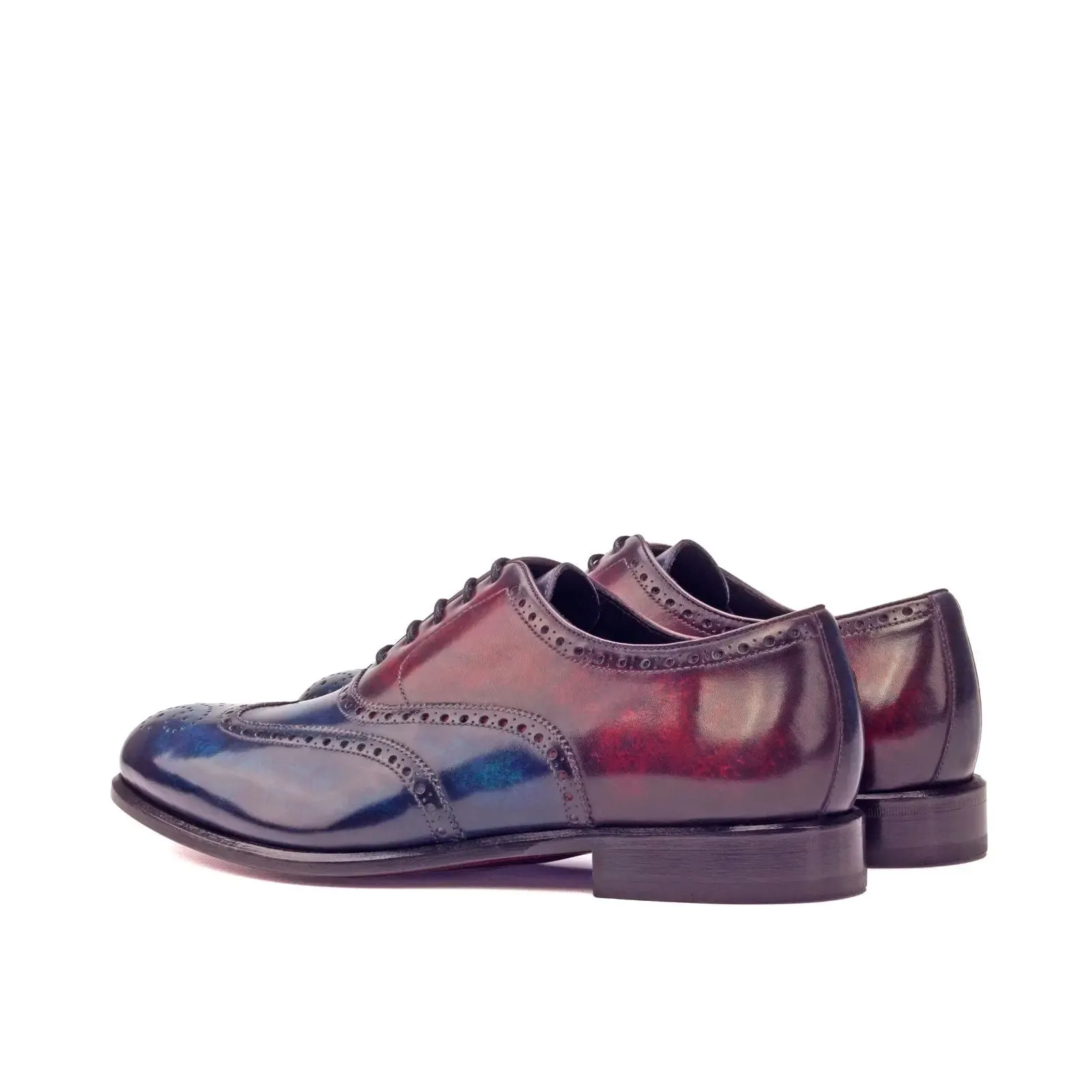 DapperFam Aeron in Denim / Burgundy Men's Hand-Painted Patina Full Brogue