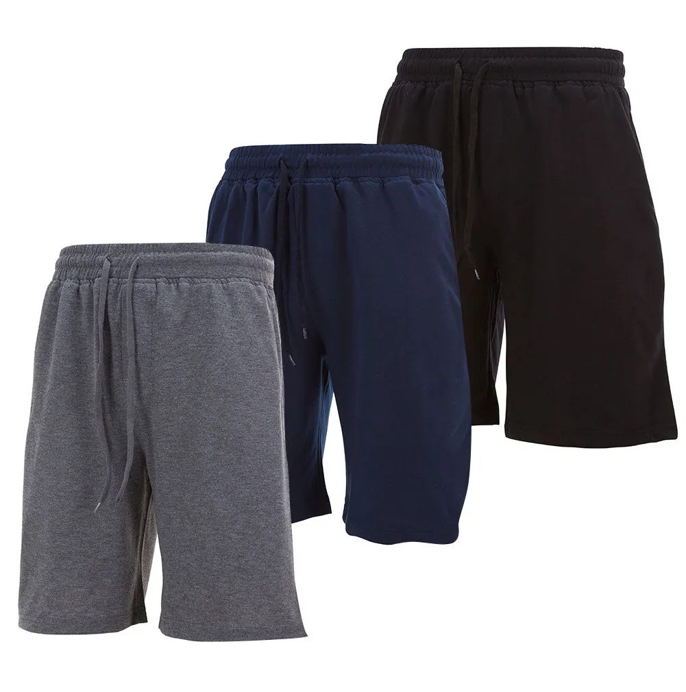 DARESAY Men's Fleece Sleep Shorts - Athletic Activewear Shorts with Pockets - Lounge and Workout Shorts for Men - Pack of 3