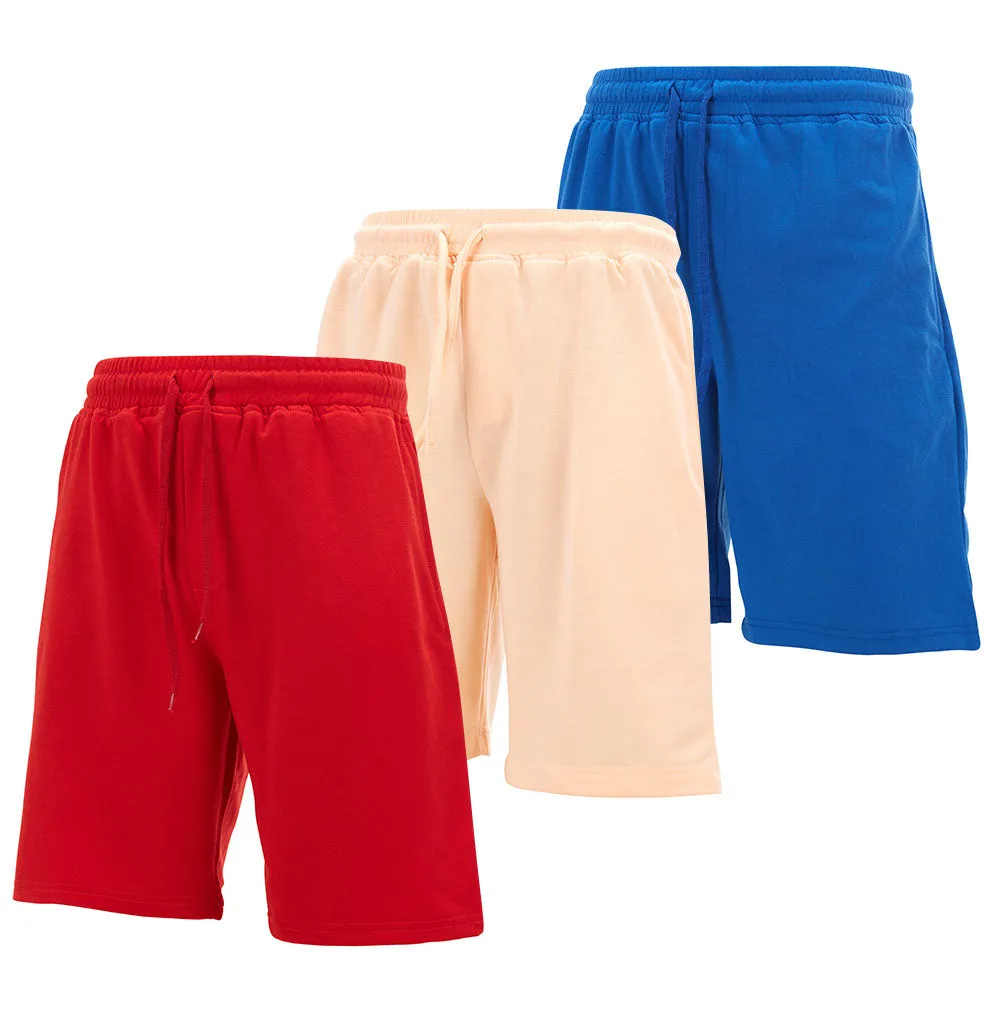 DARESAY Men's Fleece Sleep Shorts - Athletic Activewear Shorts with Pockets - Lounge and Workout Shorts for Men - Pack of 3