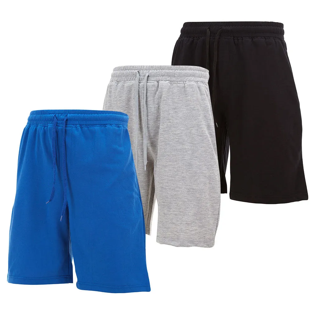 DARESAY Men's Fleece Sleep Shorts - Athletic Activewear Shorts with Pockets - Lounge and Workout Shorts for Men - Pack of 3