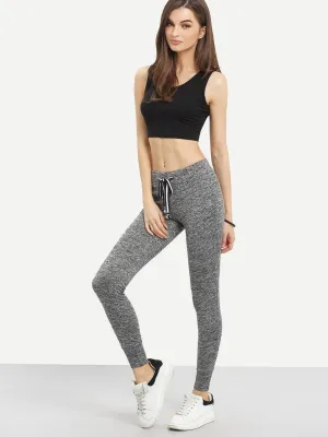 Dark Grey Tie Waist Sports Pants