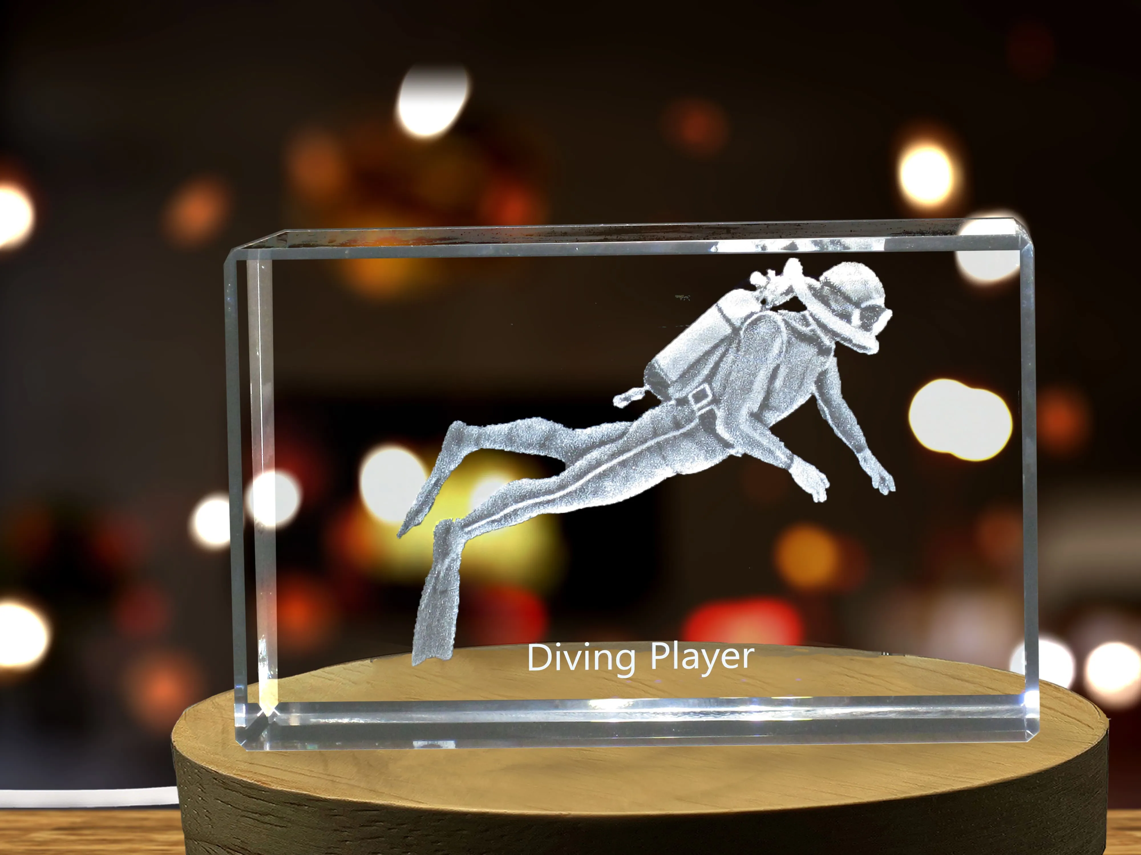 Diving Player 3D Engraved Crystal | 3D Engraved Crystal Keepsake