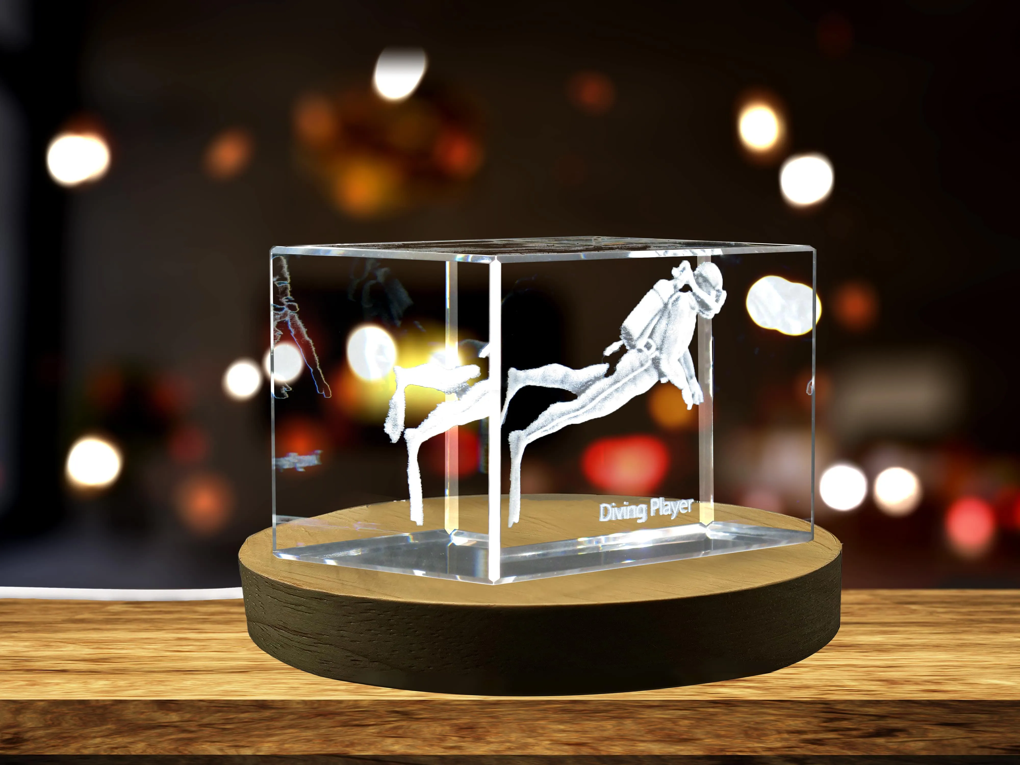 Diving Player 3D Engraved Crystal | 3D Engraved Crystal Keepsake