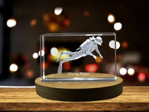 Diving Player 3D Engraved Crystal | 3D Engraved Crystal Keepsake