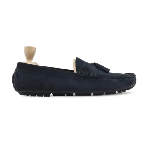 Draper - Men's Navy Blue Kid Suede Driver Shoe