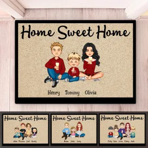 Family - Home Sweet Home With Our Kids - Personalized Doormat