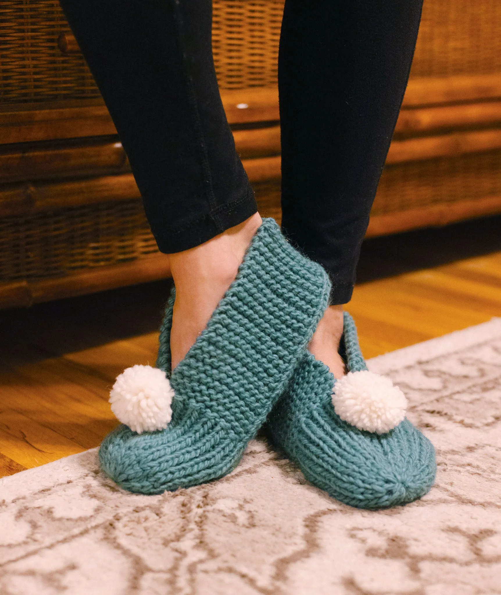 Family Slippers Using Brown Sheep Lamb's Pride Worsted