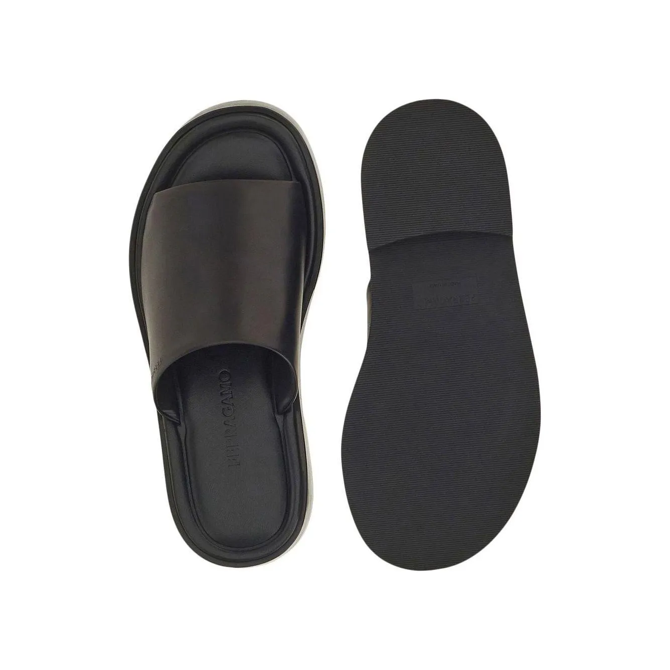 Ferragamo crossover-strap leather slides Sandals Black