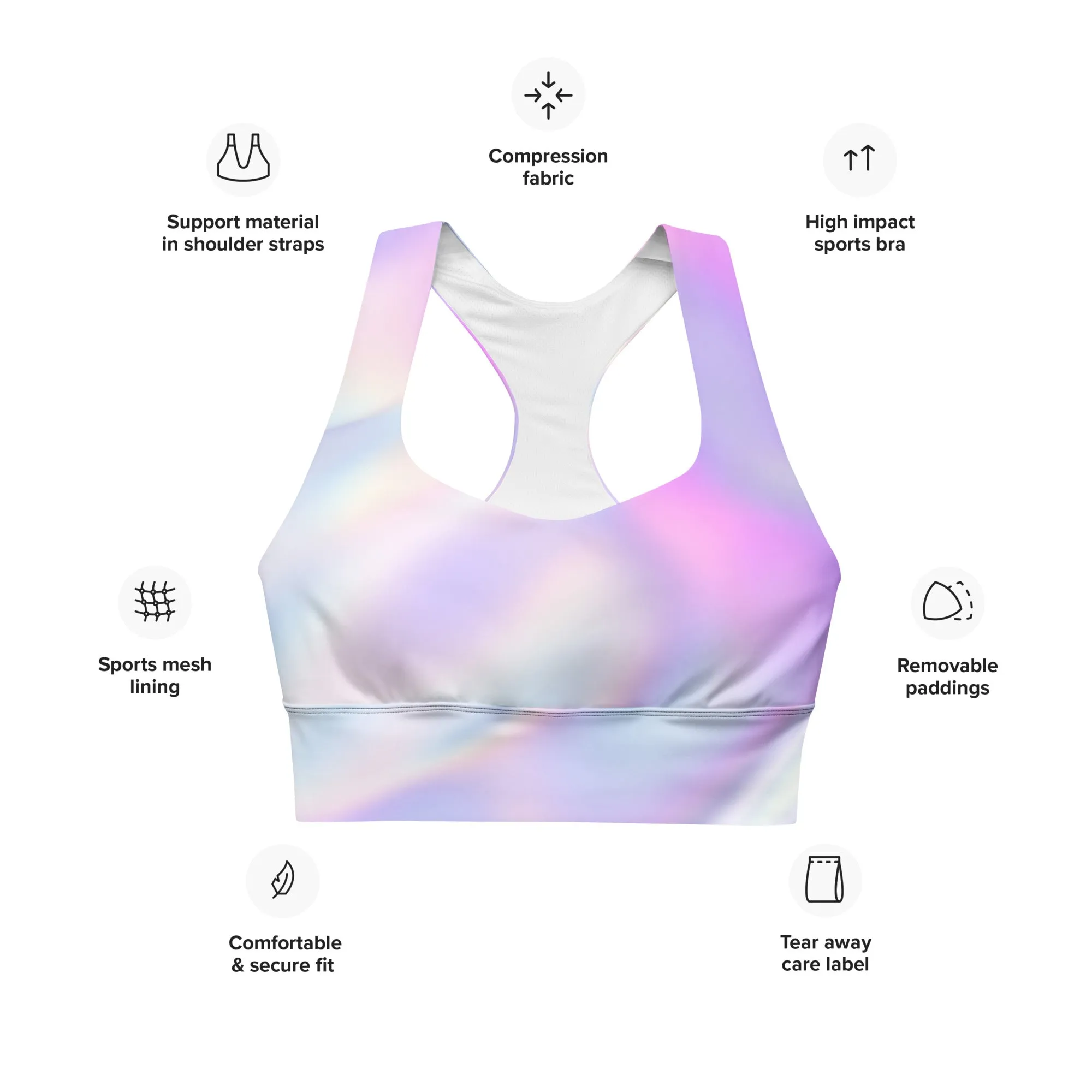 FlexiExtend Longline Sports Bra – Pastel Party